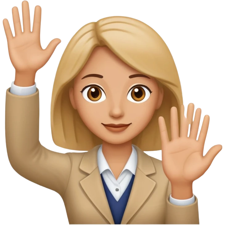 A teacher waving to a student emoji