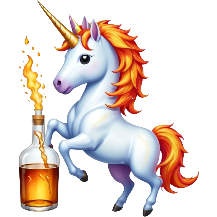 Unicorn with bottle fireball whiskey  emoji