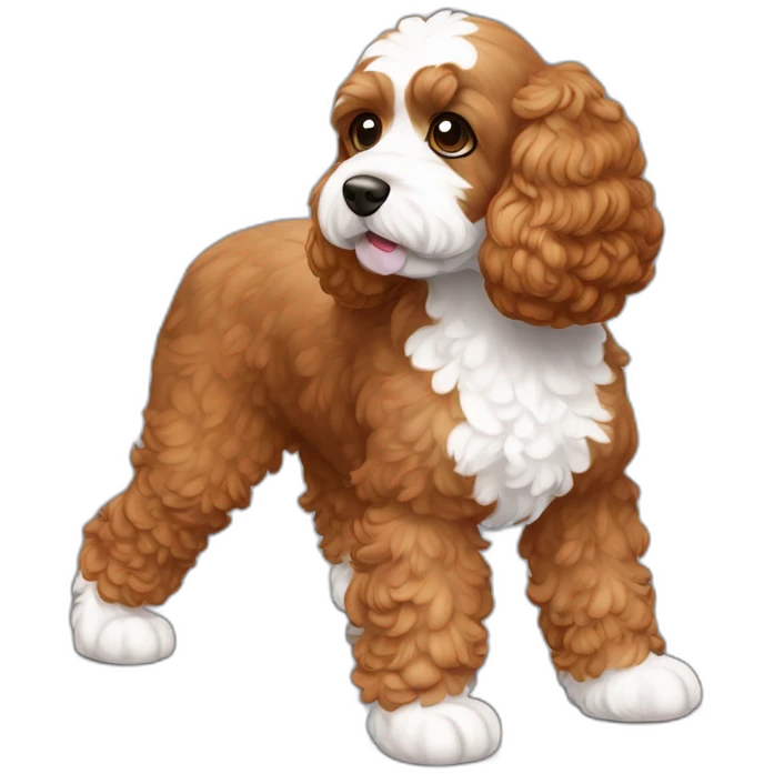 Reddish light brown cockapoo with small white patch on chin full body emoji