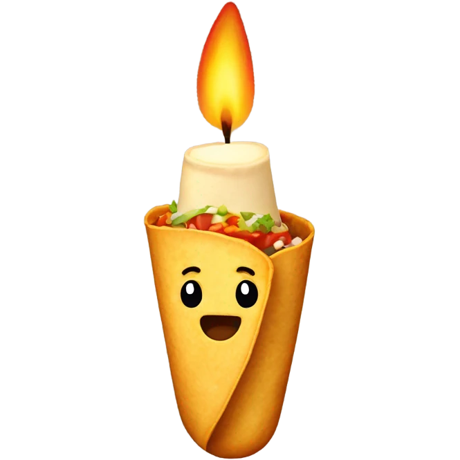 Burrito on its side with a birthday candle emoji
