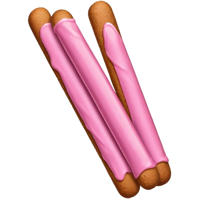 brown bread sticks with pink coating 75% of the body emoji