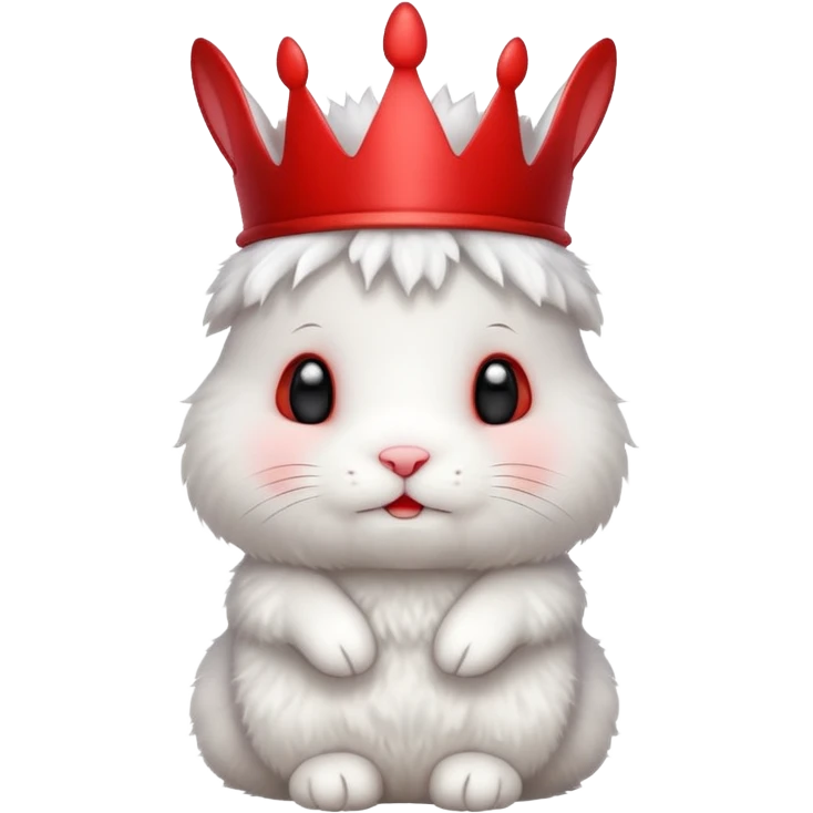 white cute bunny with red crown, funny emoji
