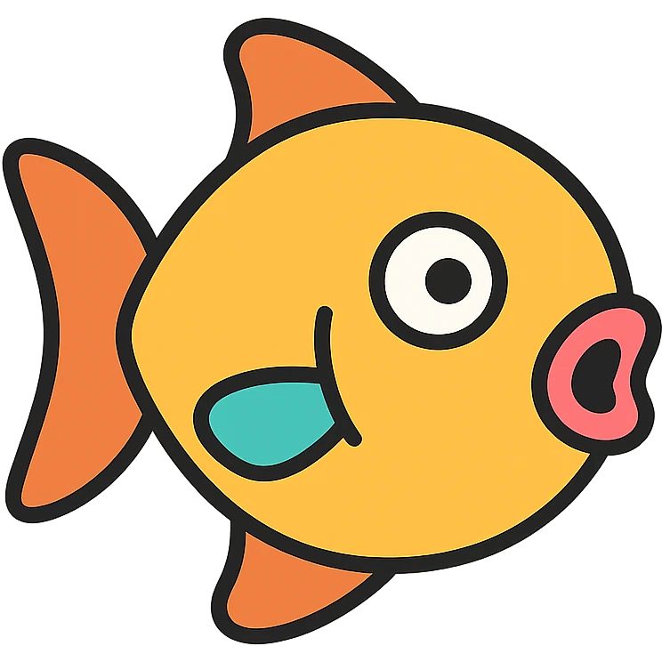 surprised fish icon with color outline emoji