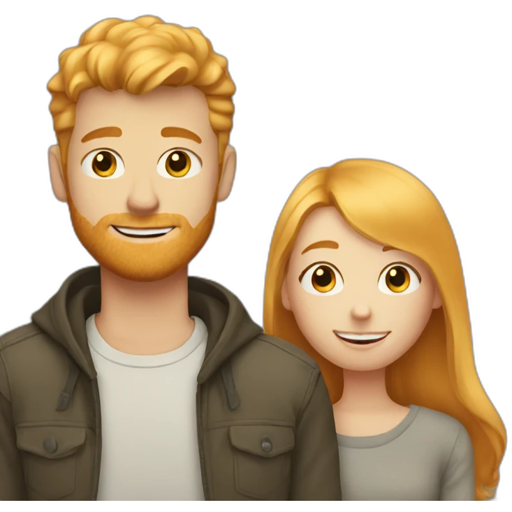 Blonde guy with ginger girl hugging emoji