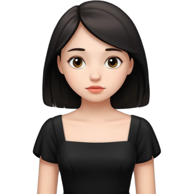 دختر زیبا با لباس مشکی کمی خسته و امیدوار  emoji