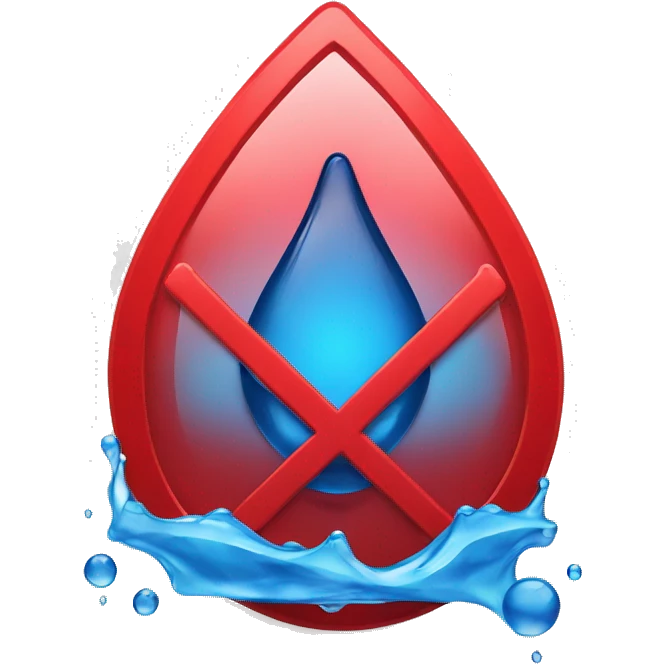 blue water droplet inside red prohibition sign emoji