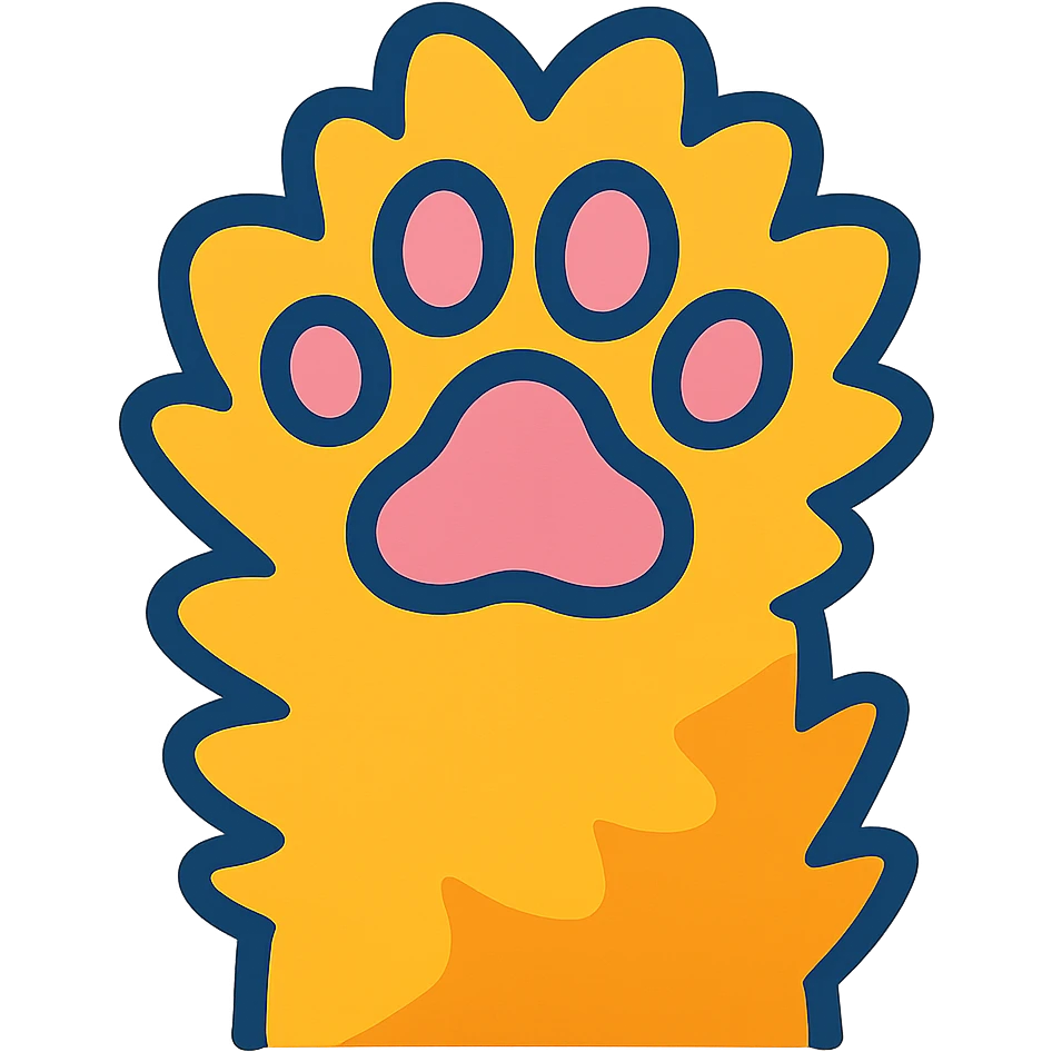 fluffy paw, exaggerated fluff, cartoon style, bright colors emoji