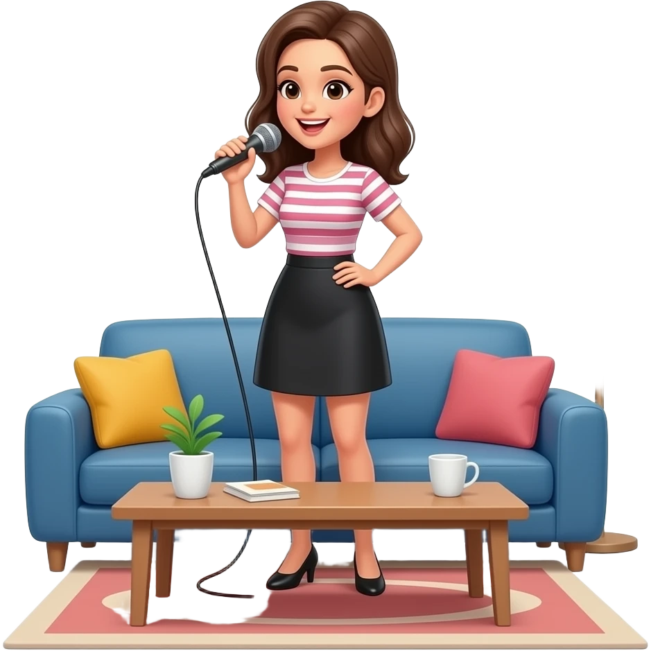 mom sing on sur the table in the living room emoji
