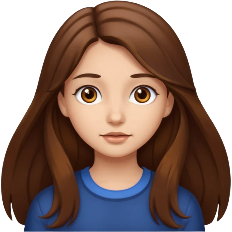 long brown hair brown eye girl emoji