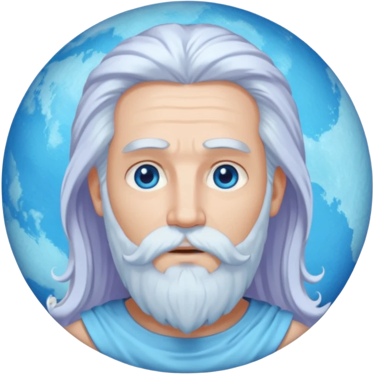 Uranus, God of Sky from Gods and Goddesses with long white hair and beard, pale periwinkle outfit emoji