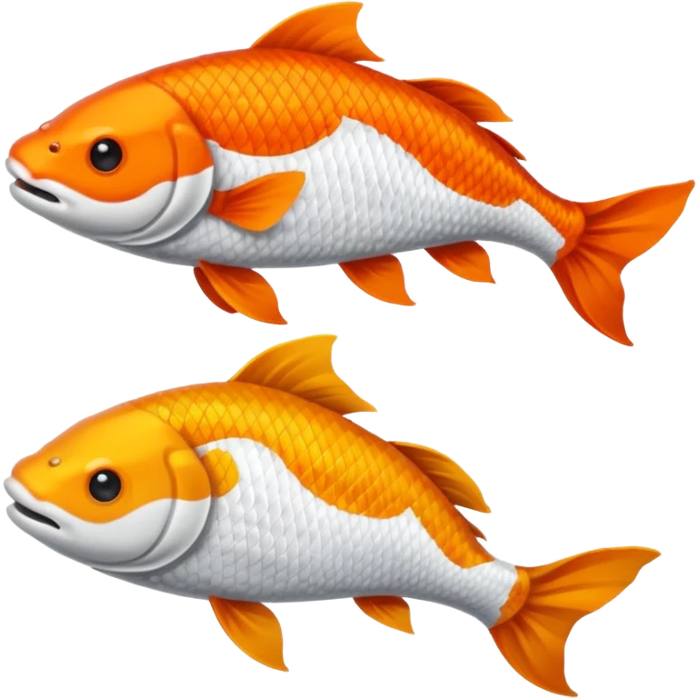 Creo dos pezes koi, como el Jim y el jam, una todo balcón y el otro todo de negro, de una perspectiva desde arriba. emoji
