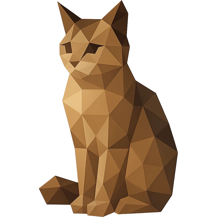 illustration of a cat made of geometric shapes in polygonal style emoji