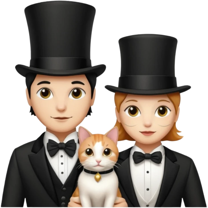 magician couple and their pet cat emoji