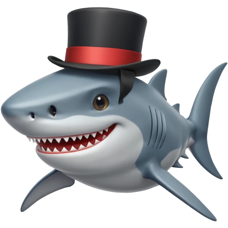 Shark with a top hat emoji