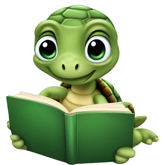 Turtle read book emoji