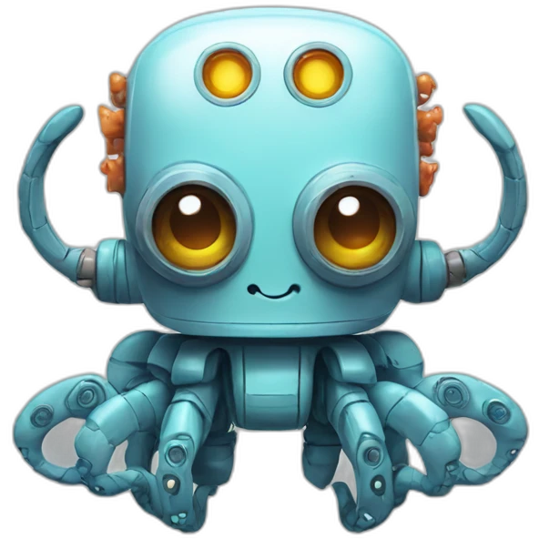 cute robot with octopus horns emoji