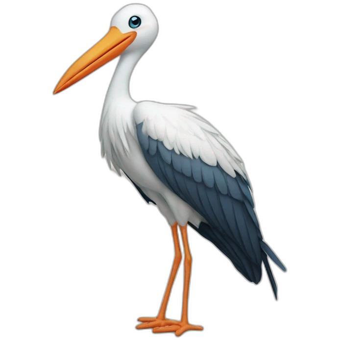 stork delivering baby boy in fabric held in its beak emoji
