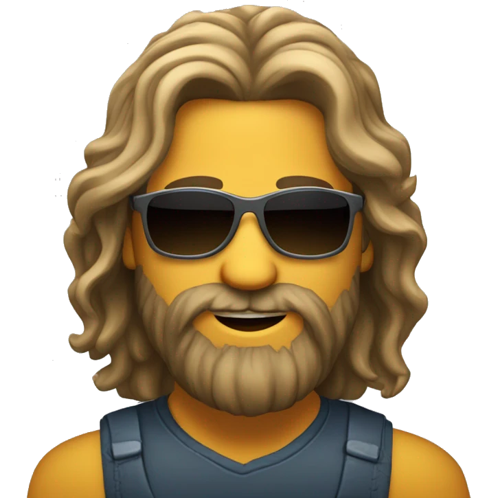 A man with long hair and Beard with sunglass happy gypsi styl emoji