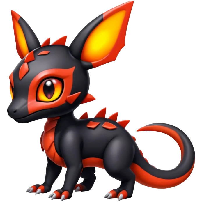 Cute Shiny Guilmon-Salandit-Umbreon-Fakémon-hybrid-creature (full body)  emoji
