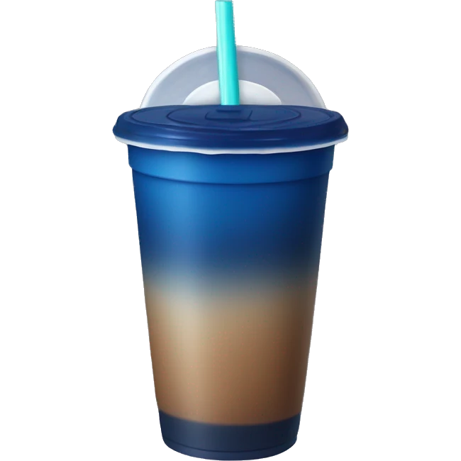 Dark blue ombré drink in plastic cup with a straw and lid with no face just a cup emoji