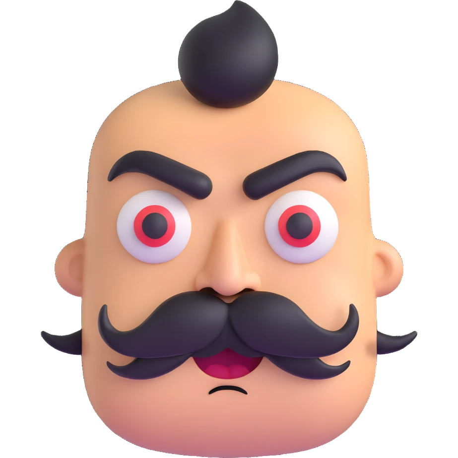 angry face with mustache emoji