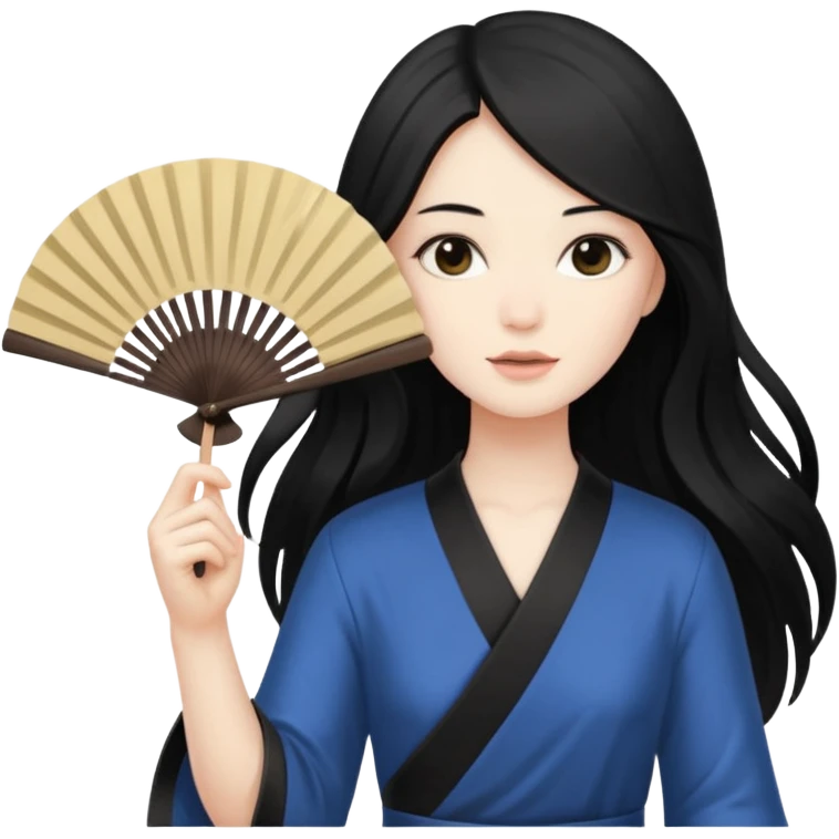 long haired folding fan holder emoji