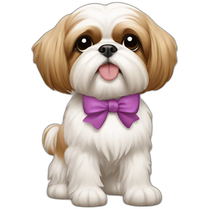 Dog Shih Tzu with a bow on his head full-body emoji
