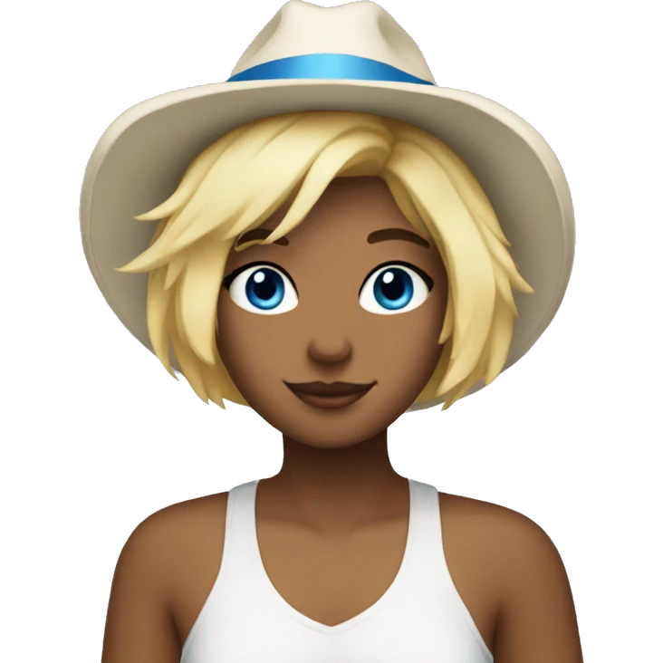 white hot with short blonde hair and blue cat hat emoji