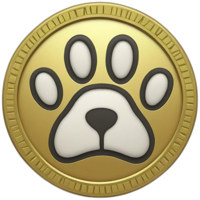 coin with paw yellow cartoony emoji