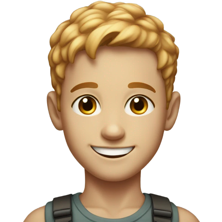 smiling boy with short-cut, reddish-blonde hair and freckles portrait emoji