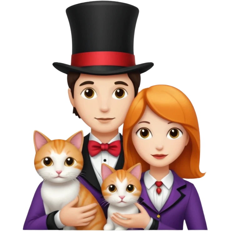 magician couple and their pet cat emoji