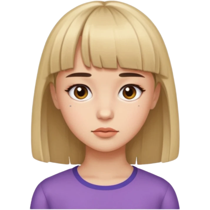 girl with micro bangs half of forehead shorter emoji