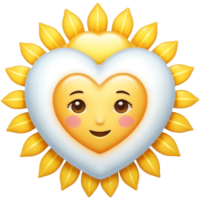 white heart with a sun and clouds emoji
