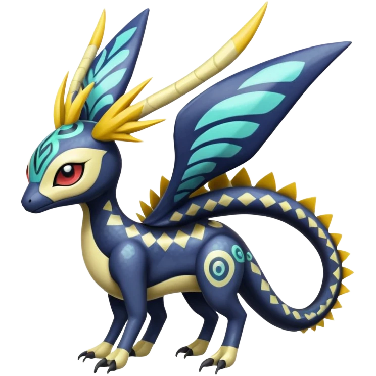 zig-zag-patterned tribal tropical hot spotted Meloetta-Dialga-Giratina-Noibat-Pokémon-Fakémon-fusion-hybrid-creature emoji