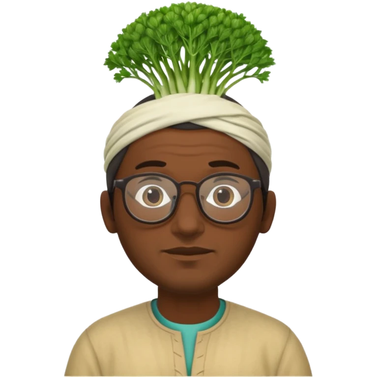 Half moroccan man with a fennel on his head and glasses on emoji