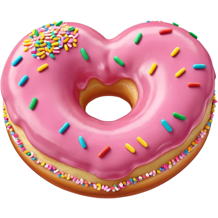 Realistic isolated heart shaped donut with pale pink frosting. emoji