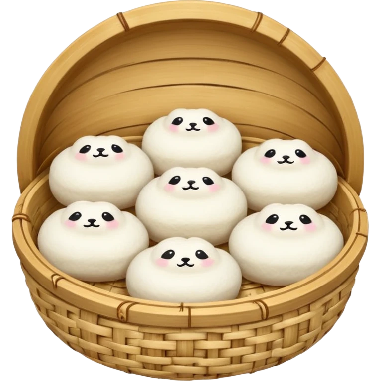 bao buns in bamboo steamer emoji