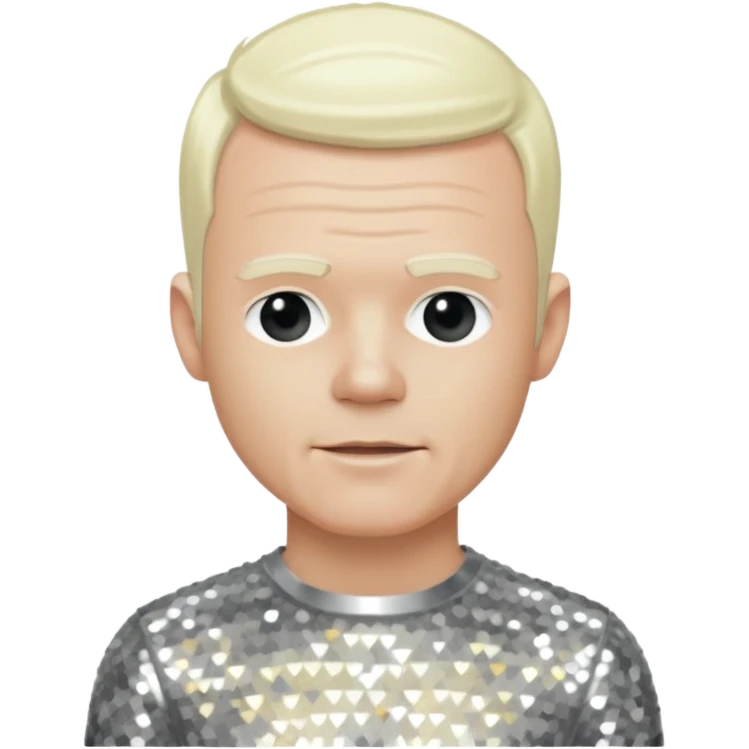 Jimmy Somerville with platinum blonde hair, silver sequin outfit emoji