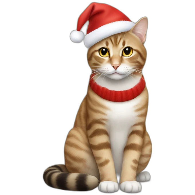 cat in Christmas hat sitting on table emoji