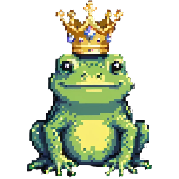 frog prince with tiny crown emoji