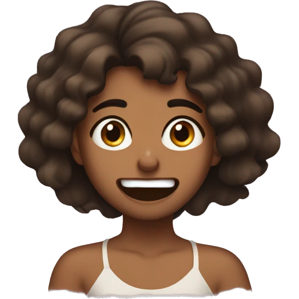 brown girl crying and mascara everywhere but smiling in pain emoji