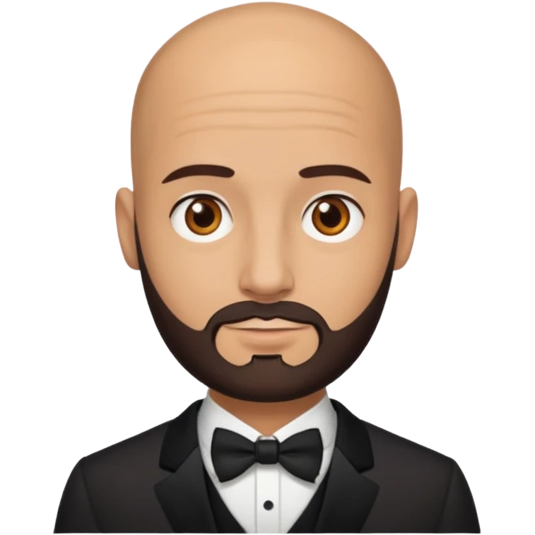 bald headed brown eyes groom with dark beard emoji