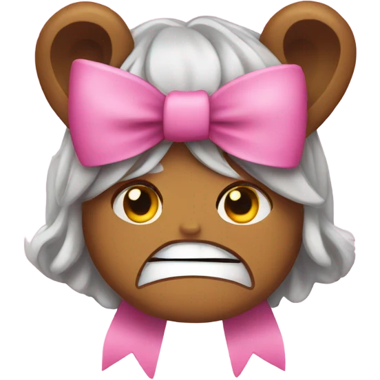 Angry with a pink bow emoji