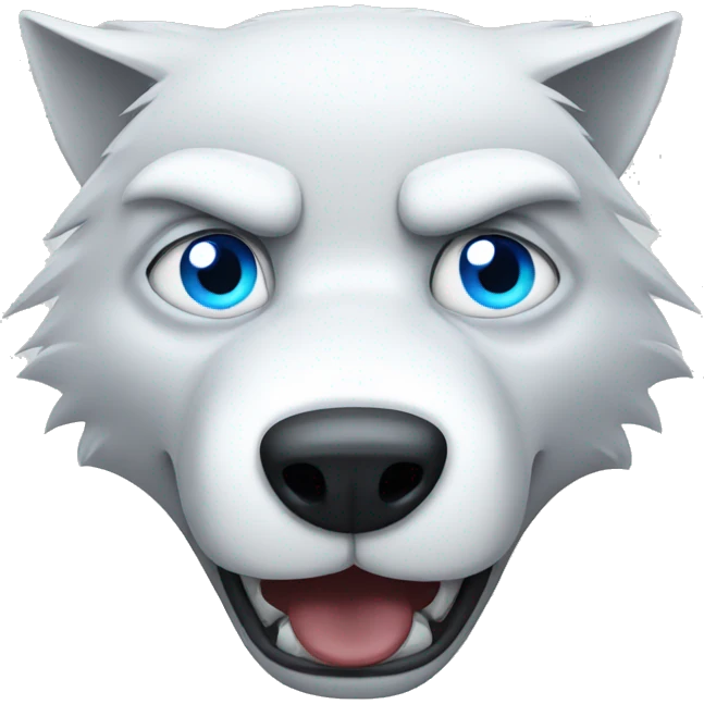 Angry white wolf with blue eyes emoji