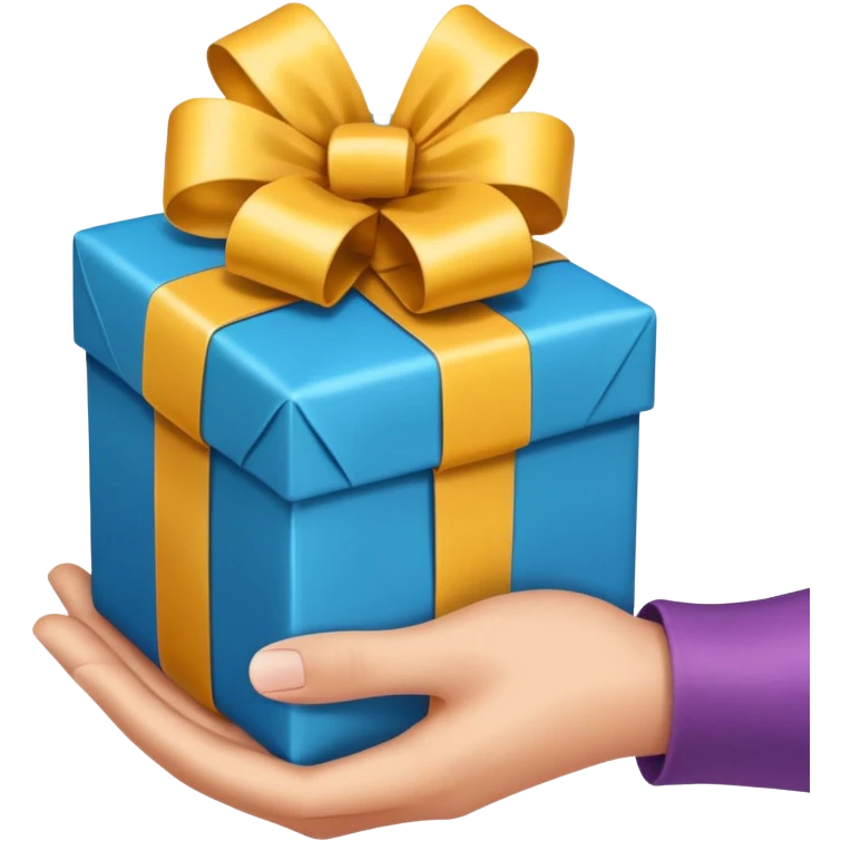 one hand extending a gift, simple, clear, no text emoji