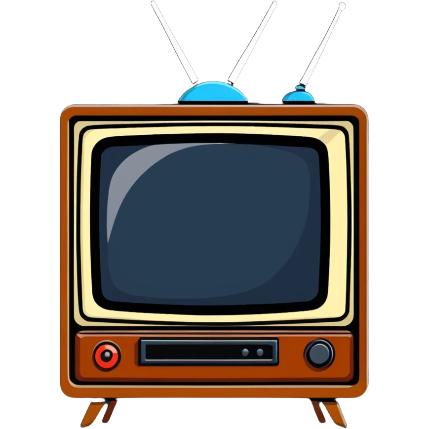 Retro TV set from the 1970s with antenna and wooden frame emoji