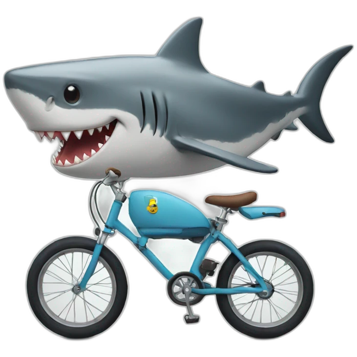 A shark on a bike emoji