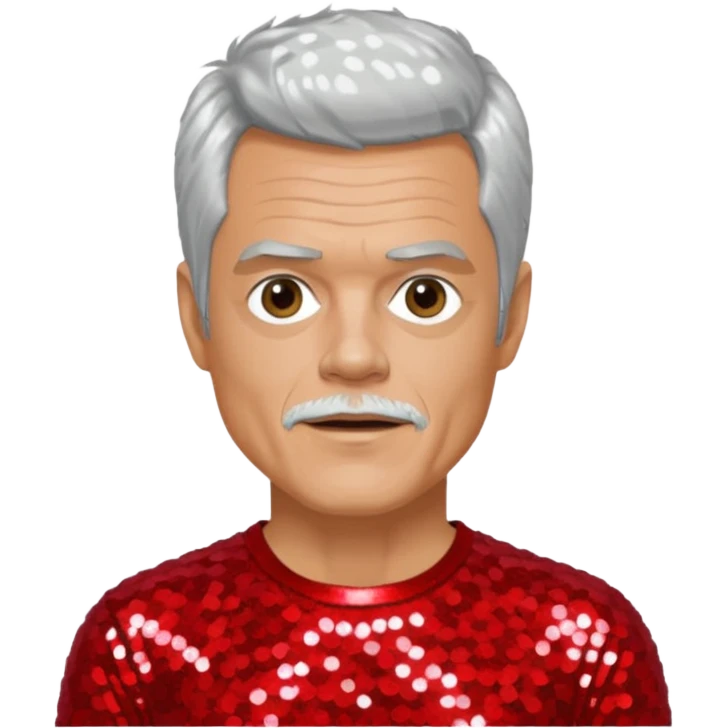 Johnny Knoxville from Jackass with silver hair, red sequin outfit emoji