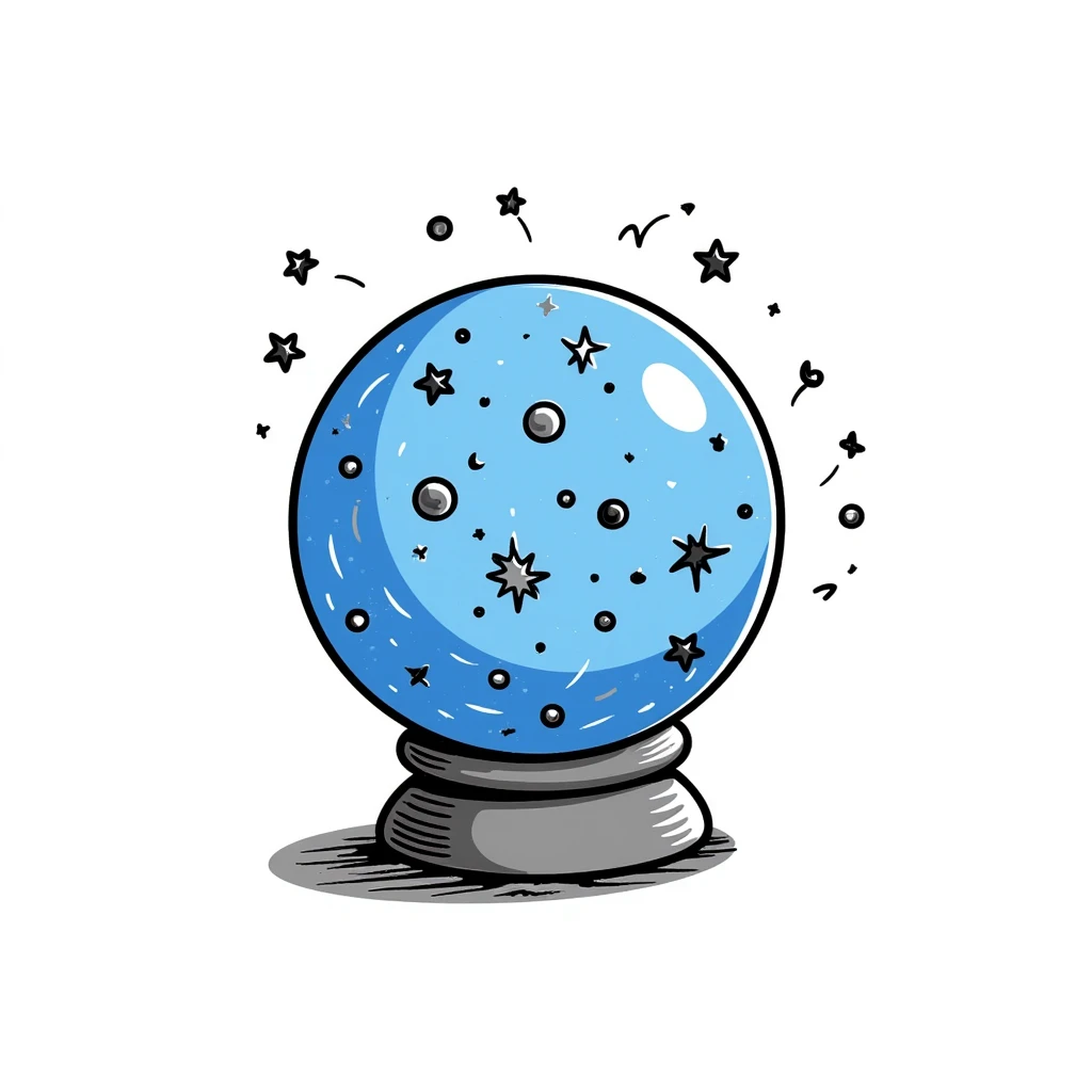A magical blue scrying orb with mystical patterns and stars inside emoji