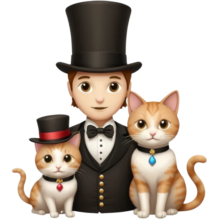 magician couple and their pet cat emoji
